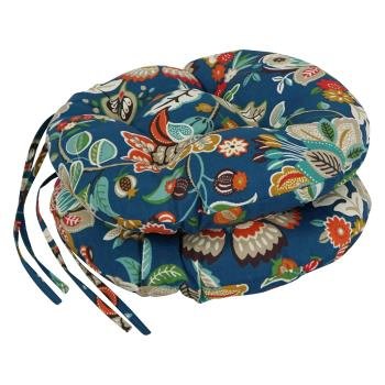16-inch Spun Polyester Patterned Outdoor Round Tufted Chair Cushions (Set of 2). Picture 3
