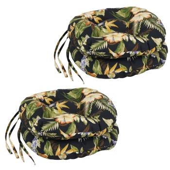 16-inch Spun Polyester Patterned Outdoor Round Tufted Chair Cushions (Set of 4). Picture 4