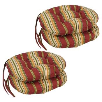 16-inch Spun Polyester Patterned Outdoor Round Tufted Chair Cushions (Set of 4). Picture 4