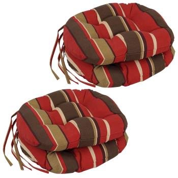 16-inch Spun Polyester Patterned Outdoor Round Tufted Chair Cushions (Set of 4). Picture 4