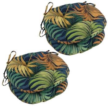 16-inch Spun Polyester Patterned Outdoor Round Tufted Chair Cushions (Set of 4). Picture 3