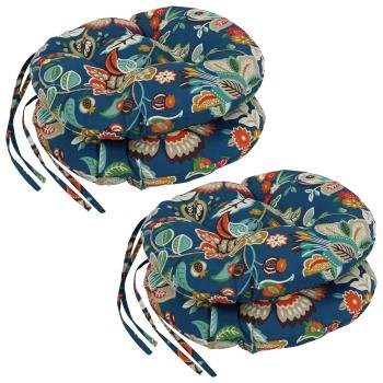 16-inch Spun Polyester Patterned Outdoor Round Tufted Chair Cushions (Set of 4). Picture 3