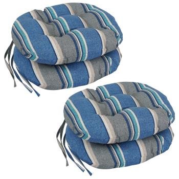 16-inch Spun Polyester Patterned Outdoor Round Tufted Chair Cushions (Set of 4). Picture 4