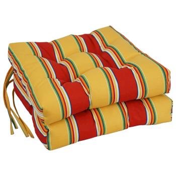 16-inch Spun Polyester Patterned Outdoor Square Tufted Chair Cushions (Set of 2). Picture 4