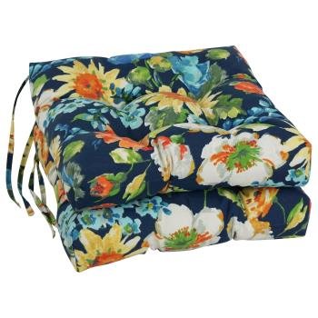 16-inch Spun Polyester Patterned Outdoor Square Tufted Chair Cushions (Set of 2). Picture 4