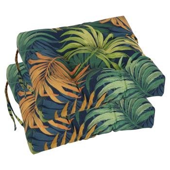 16-inch Spun Polyester Patterned Outdoor Square Tufted Chair Cushions (Set of 2). Picture 4