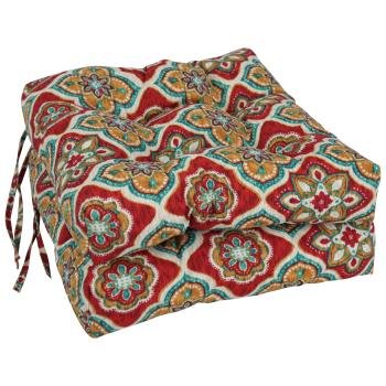 16-inch Spun Polyester Patterned Outdoor Square Tufted Chair Cushions (Set of 2). Picture 4