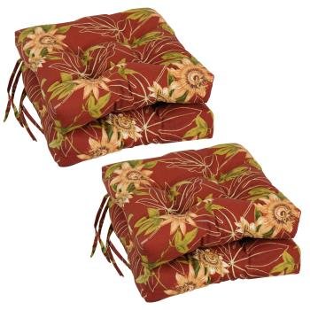 16-inch Spun Polyester Patterned Outdoor Square Tufted Chair Cushions (Set of 4). Picture 4