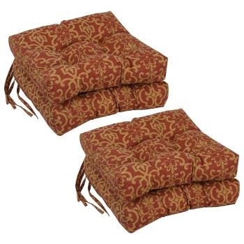 16-inch Spun Polyester Patterned Outdoor Square Tufted Chair Cushions (Set of 4). Picture 3