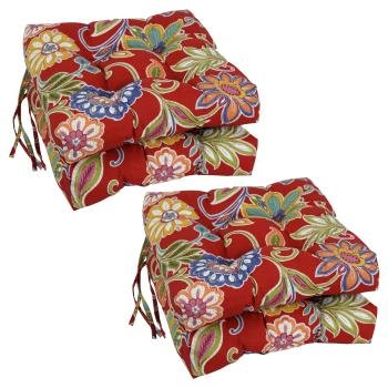 16-inch Spun Polyester Patterned Outdoor Square Tufted Chair Cushions (Set of 4). Picture 3