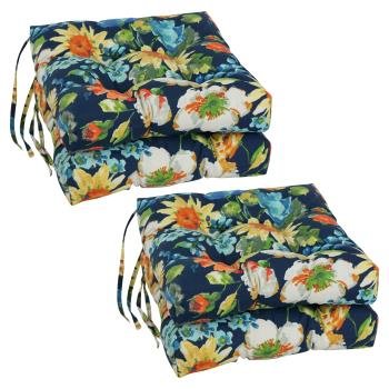 16-inch Spun Polyester Patterned Outdoor Square Tufted Chair Cushions (Set of 4). Picture 4