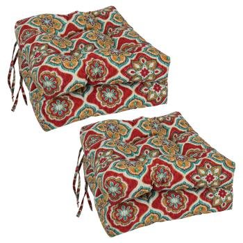 16-inch Spun Polyester Patterned Outdoor Square Tufted Chair Cushions (Set of 4). Picture 4