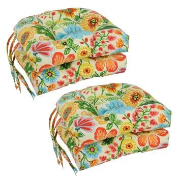 16-inch Polyester Patterned Outdoor U-shaped Chair Cushions (Set of 4). Picture 3