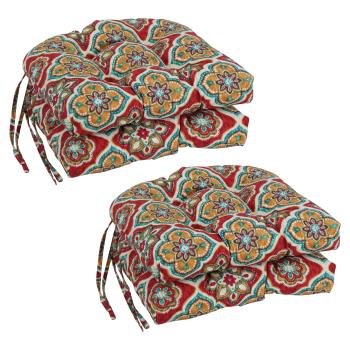 16-inch Polyester Patterned Outdoor U-shaped Chair Cushions (Set of 4). Picture 3