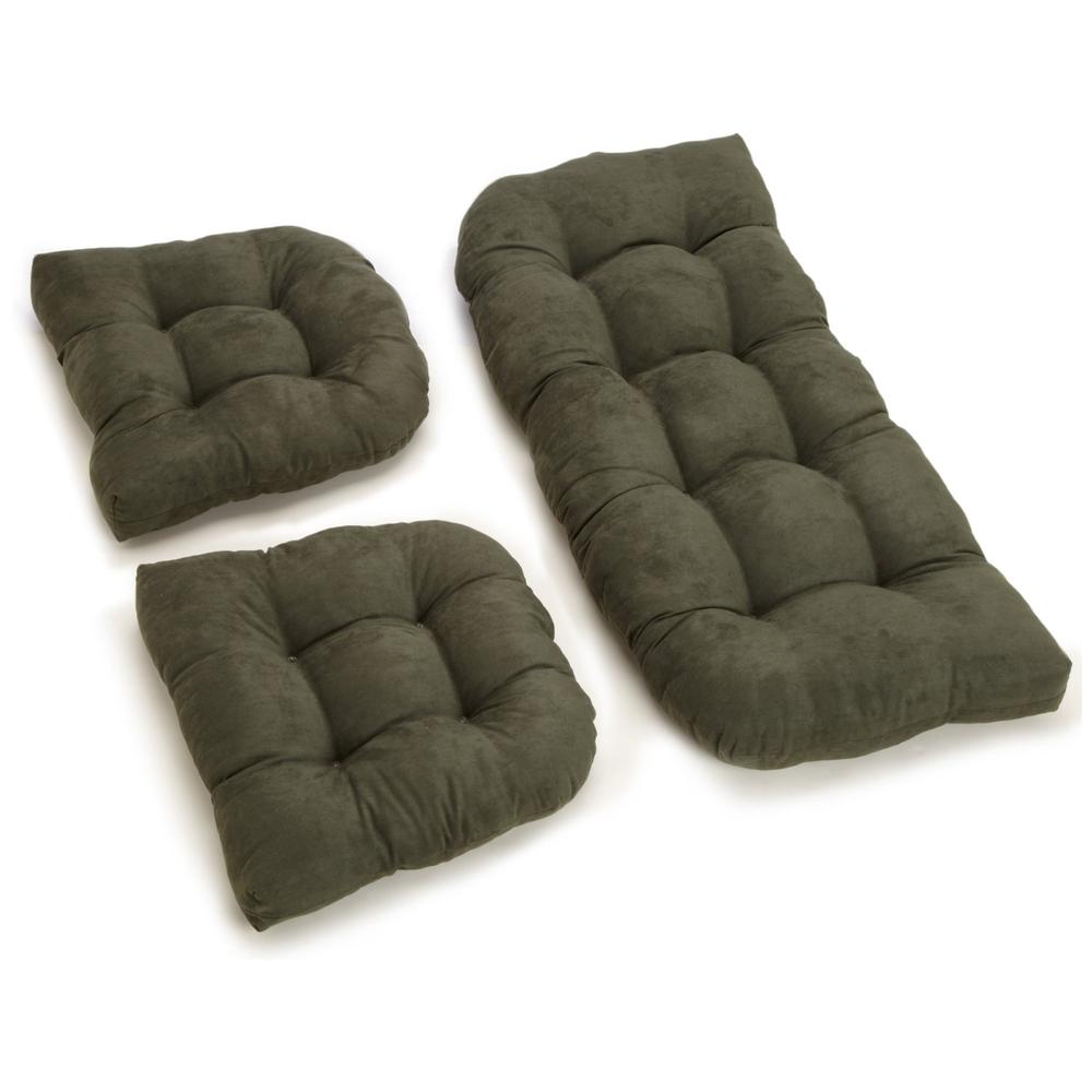 U-Shaped Microsuede Tufted Settee Cushion Set (Set of 3). Picture 2