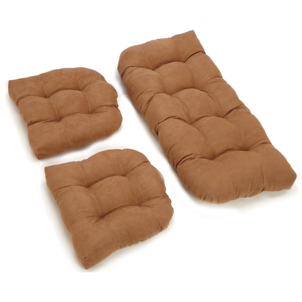 U-Shaped Microsuede Tufted Settee Cushion Set (Set of 3). Picture 2