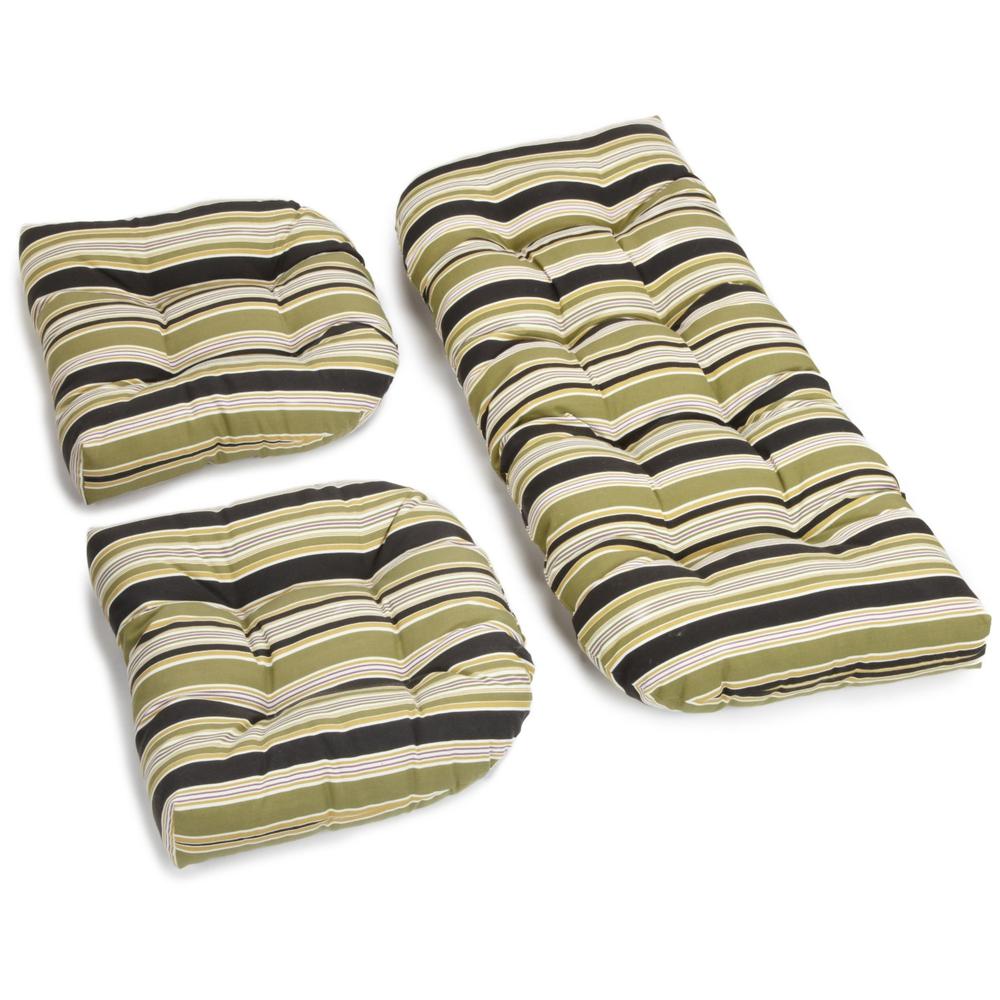 U-Shaped Spun Polyester Tufted Settee Cushion Set (Set of 3). Picture 2