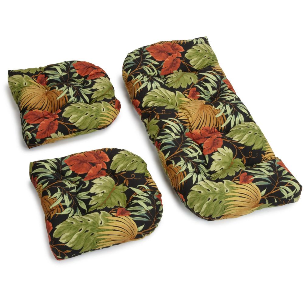 U-Shaped Spun Polyester Tufted Settee Cushion Set (Set of 3). Picture 2