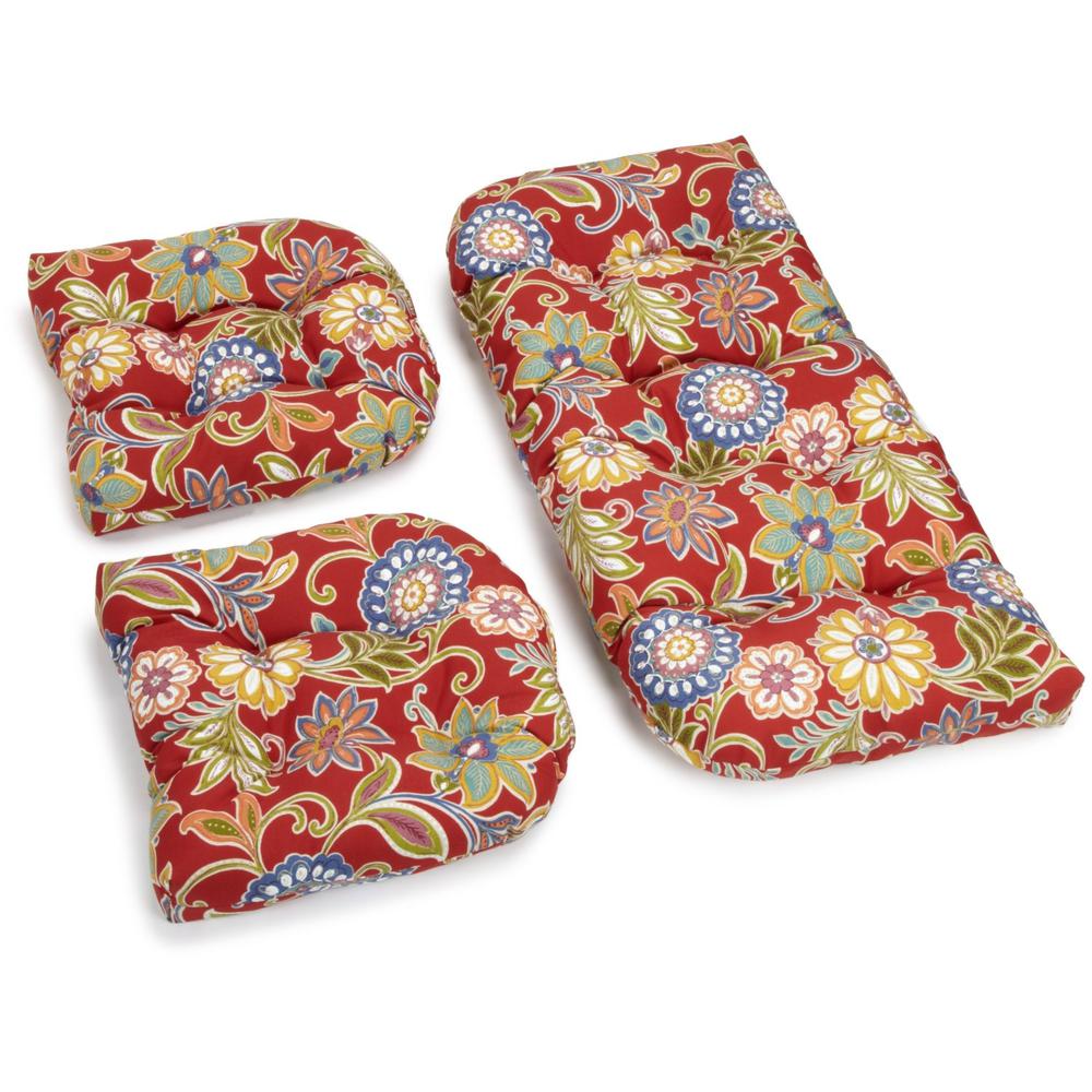 U-Shaped Spun Polyester Tufted Settee Cushion Set (Set of 3). Picture 2