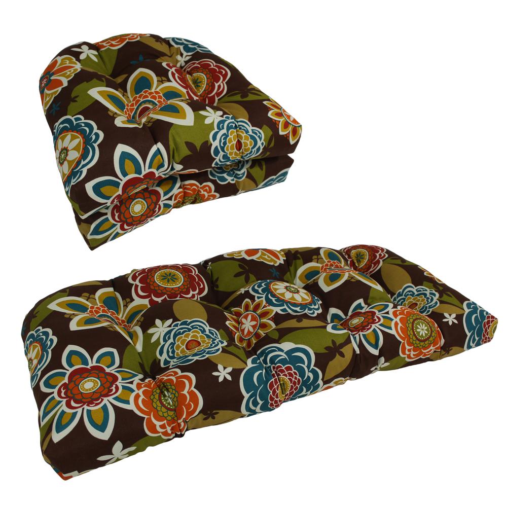 U-Shaped Spun Polyester Tufted Settee Cushion Set (Set of 3). Picture 2