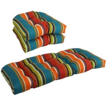 U-Shaped Patterned Spun Polyester Tufted Settee Cushion Set (Set of 3). Picture 2