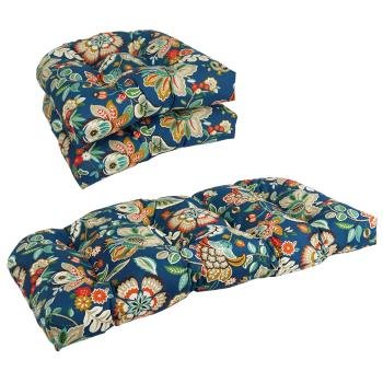 U-Shaped Patterned Spun Polyester Tufted Settee Cushion Set (Set of 3). Picture 2