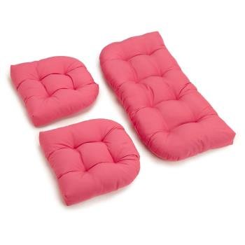 U-Shaped Twill Tufted Settee Cushion Set (Set of 3). Picture 2