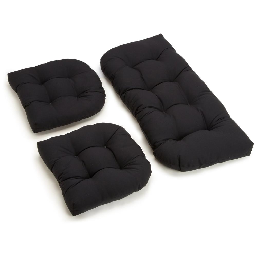 U-Shaped Twill Tufted Settee Cushion Set (Set of 3). Picture 2