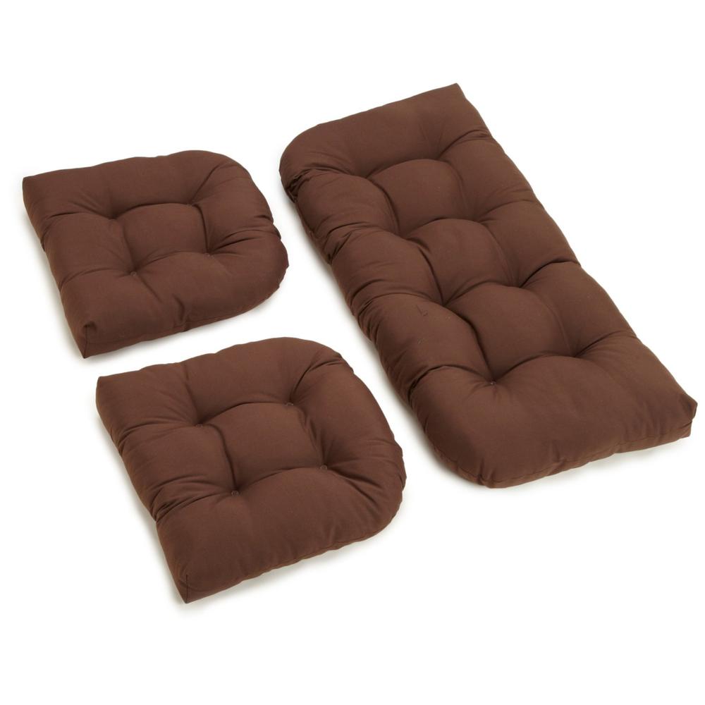 U-Shaped Twill Tufted Settee Cushion Set (Set of 3). Picture 2