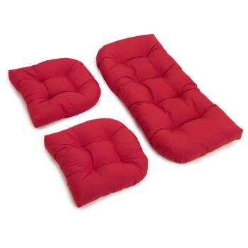 U-Shaped Twill Tufted Settee Cushion Set (Set of 3). Picture 2