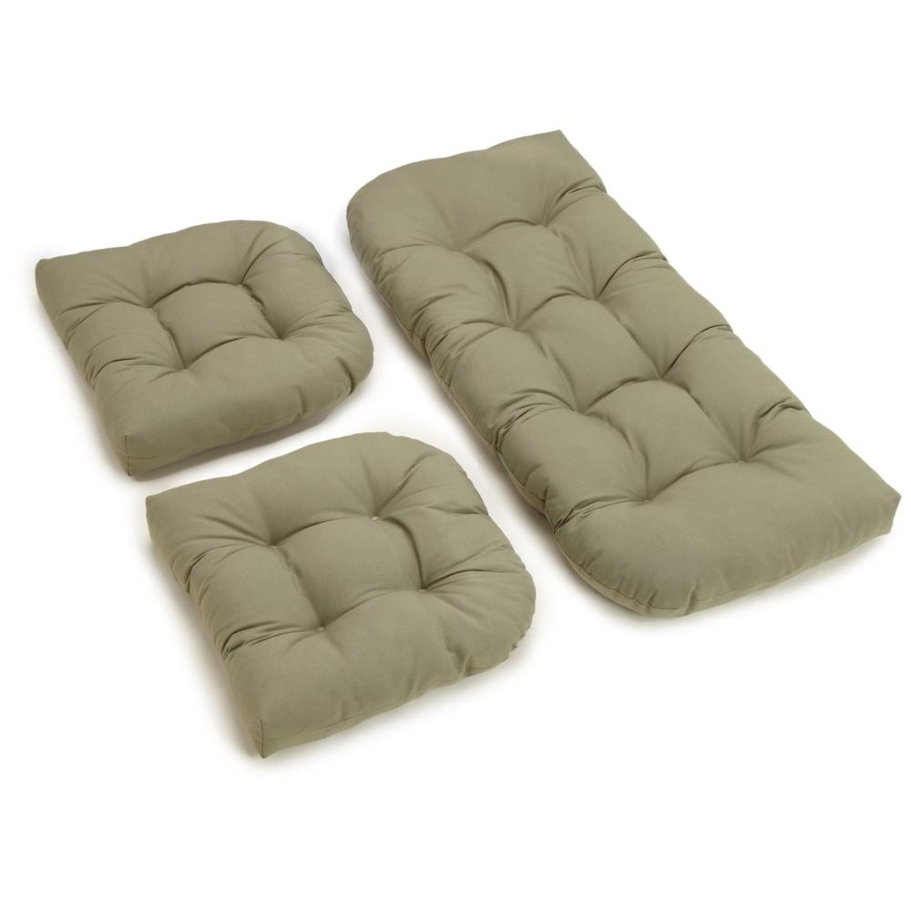 U-Shaped Twill Tufted Settee Cushion Set (Set of 3). Picture 2