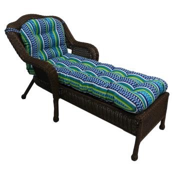74-inch by 19-inch U-shaped Outdoor Patterned Polyester Chaise Lounge Cushion. Picture 2