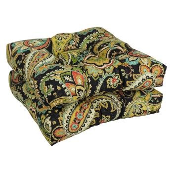 19-inch Squared Patterned Spun Polyester Tufted Dining Chair Cushions (Set of 2). Picture 3