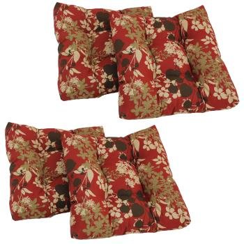 19-inch Squared Patterned Spun Polyester Tufted Dining Chair Cushions (Set of 4). Picture 2