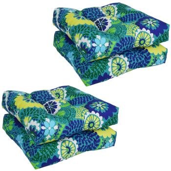 19-inch Squared Patterned Spun Polyester Tufted Dining Chair Cushions (Set of 4). Picture 3