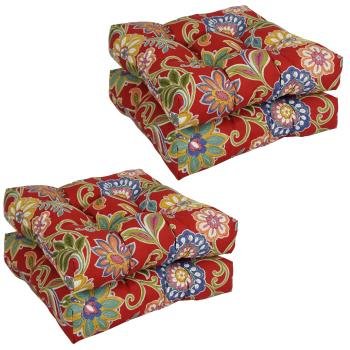 19-inch Squared Patterned Spun Polyester Tufted Dining Chair Cushions (Set of 4). Picture 3