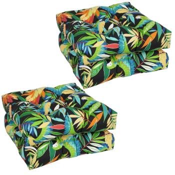 19-inch Squared Patterned Spun Polyester Tufted Dining Chair Cushions (Set of 4). Picture 3