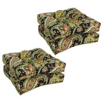 19-inch Squared Patterned Spun Polyester Tufted Dining Chair Cushions (Set of 4). Picture 3