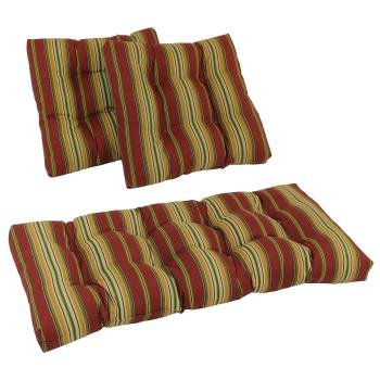 Squared Patterned Spun Polyester Tufted Settee Cushions (Set of 3). Picture 2