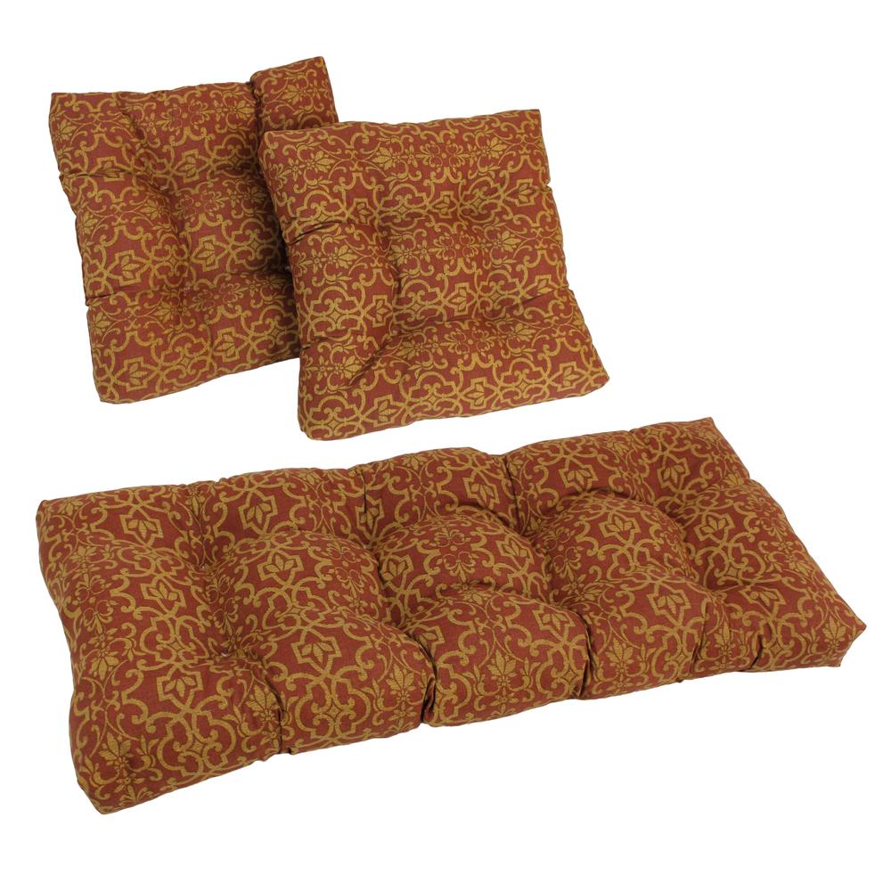Square Spun Polyester Outdoor Tufted Settee Cushions (Set of 3). Picture 2