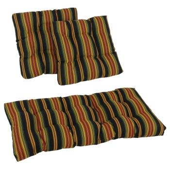 Squared Patterned Spun Polyester Tufted Settee Cushions (Set of 3). Picture 2