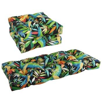 Squared Patterned Spun Polyester Tufted Settee Cushions (Set of 3). Picture 2