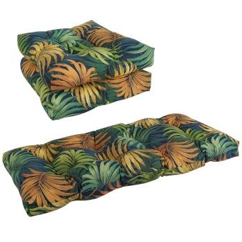 Squared Patterned Spun Polyester Tufted Settee Cushions (Set of 3). Picture 2