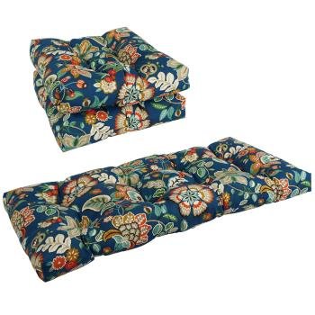 Squared Patterned Spun Polyester Tufted Settee Cushions (Set of 3). Picture 2