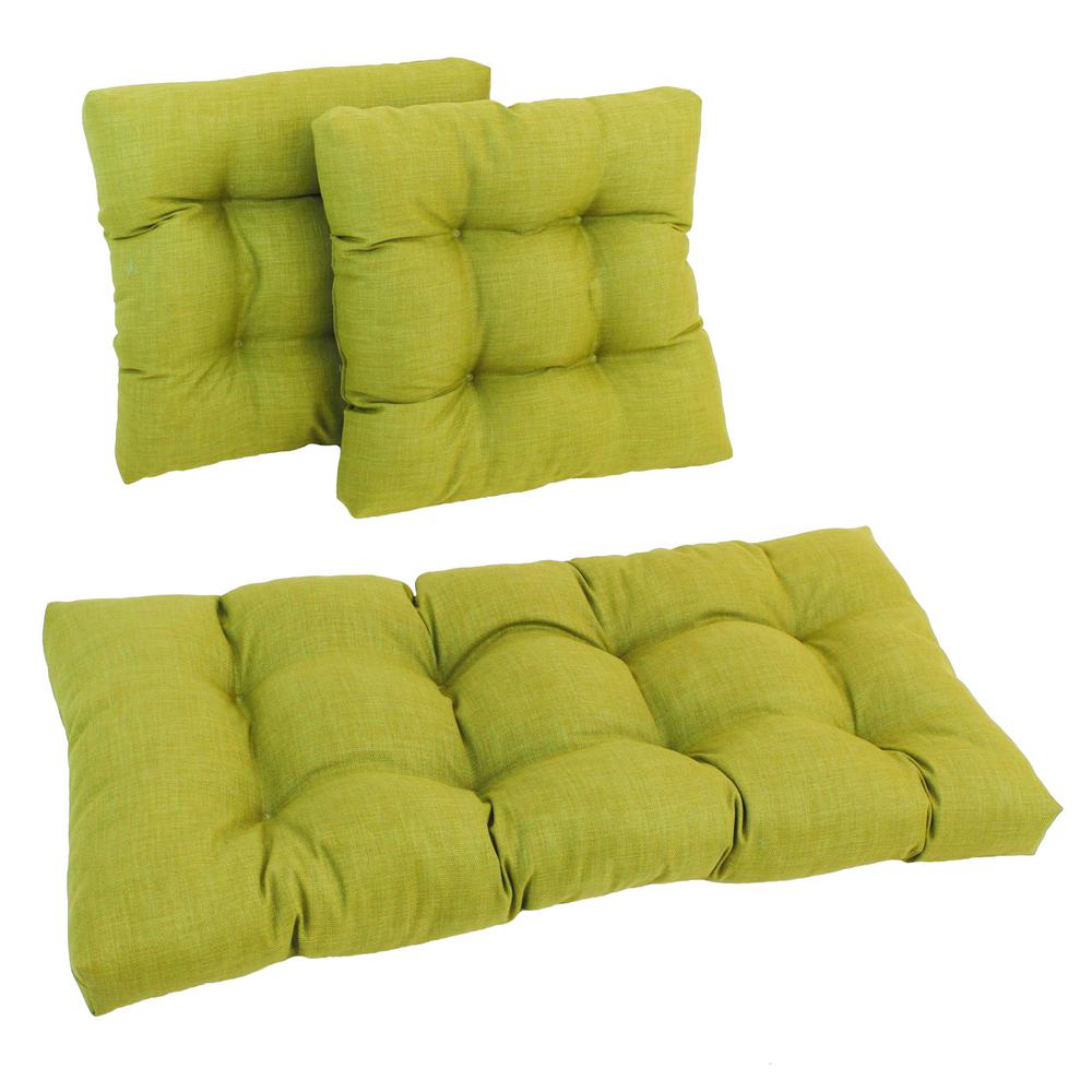 Square Spun Polyester Outdoor Tufted Settee Cushions (Set of 3). Picture 2