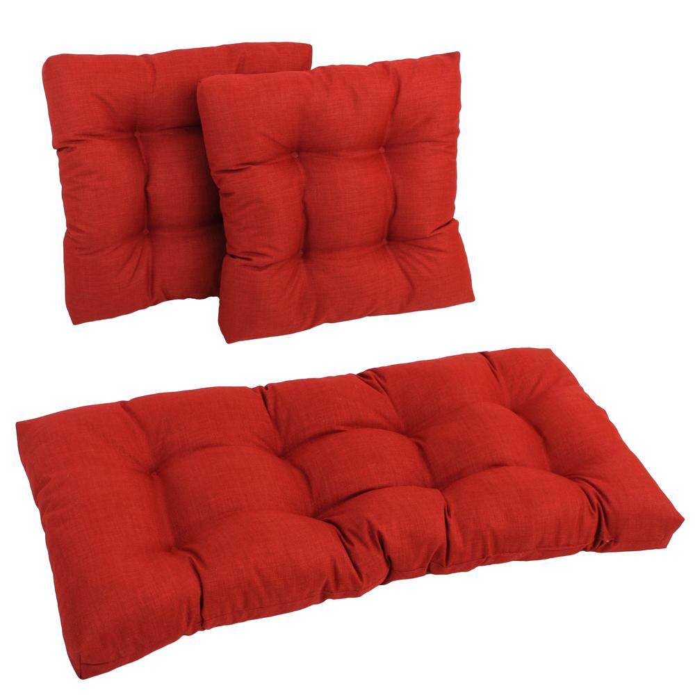 Square Spun Polyester Outdoor Tufted Settee Cushions (Set of 3). Picture 2