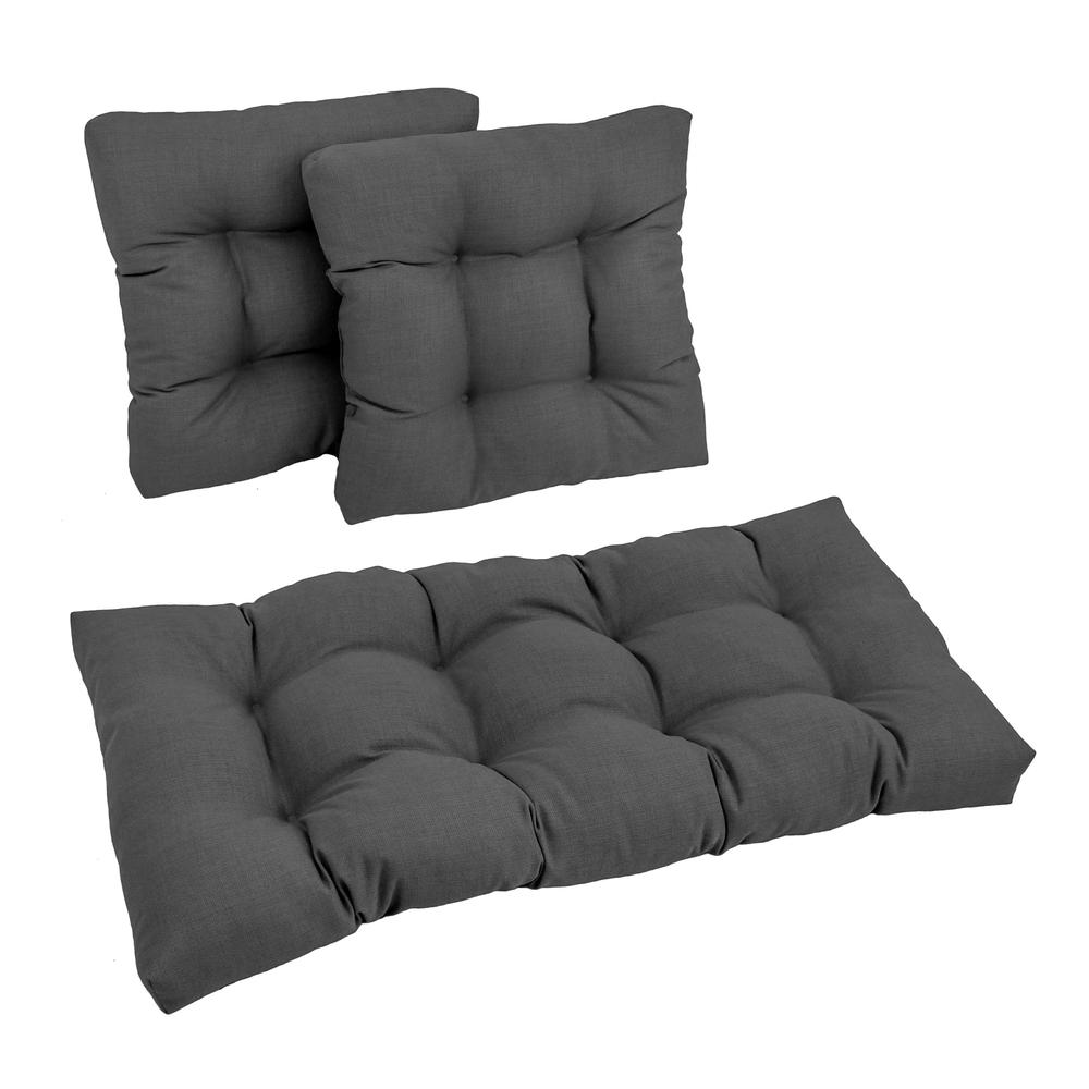 Square Spun Polyester Outdoor Tufted Settee Cushions (Set of 3). Picture 2