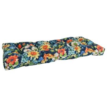 51-inch by 19-inch Tufted Patterned Outdoor Spun Polyester Loveseat Cushion. Picture 4