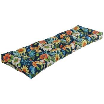 55-inch by 19-inch Tufted Patterned Outdoor Spun Polyester Loveseat Cushion. Picture 4