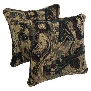 18-inch Patterned Jacquard Chenille Square Throw Pillows (Set of 2). Picture 2